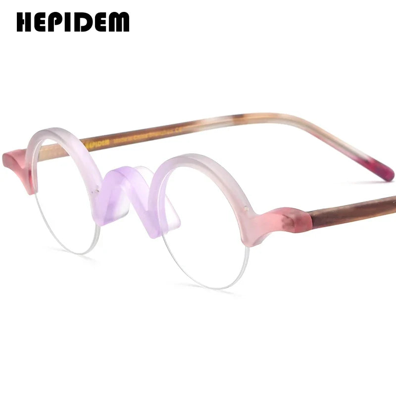 FONEX HEPIDEM Acetate Eyeglass Frames - Retro Round Vintage Eyewear for Men & Women