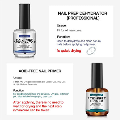 Morovan Natural Nail Dehydrator & Acid-Free Primer – For Acrylic & Gel Nails, UV Gel Nail Primer