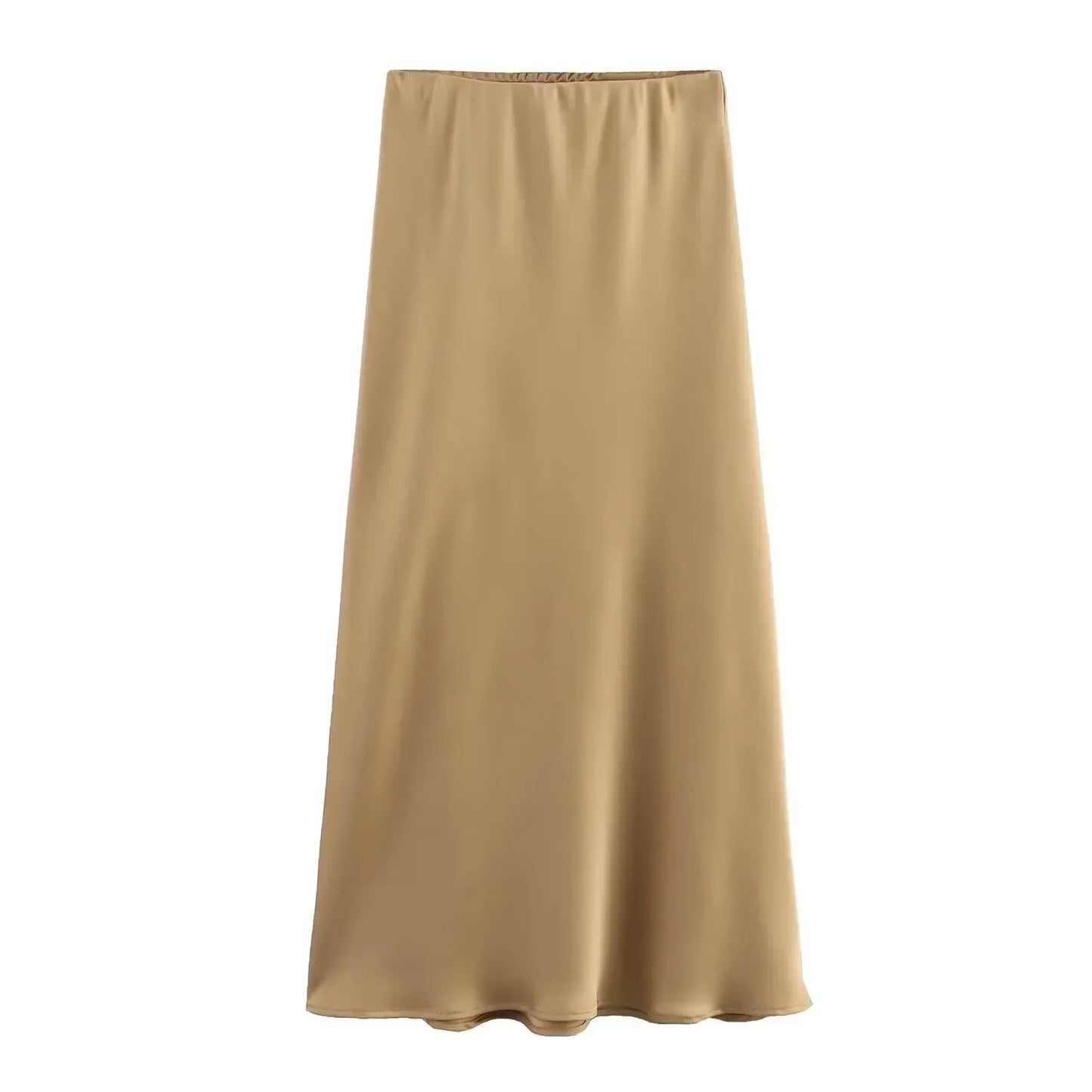 Willshela 2024 Women’s Black Satin High Waist Midi Skirt – Elegant Long Office & Summer Fashion Skirt for Women, Slim Fit Casual Wear