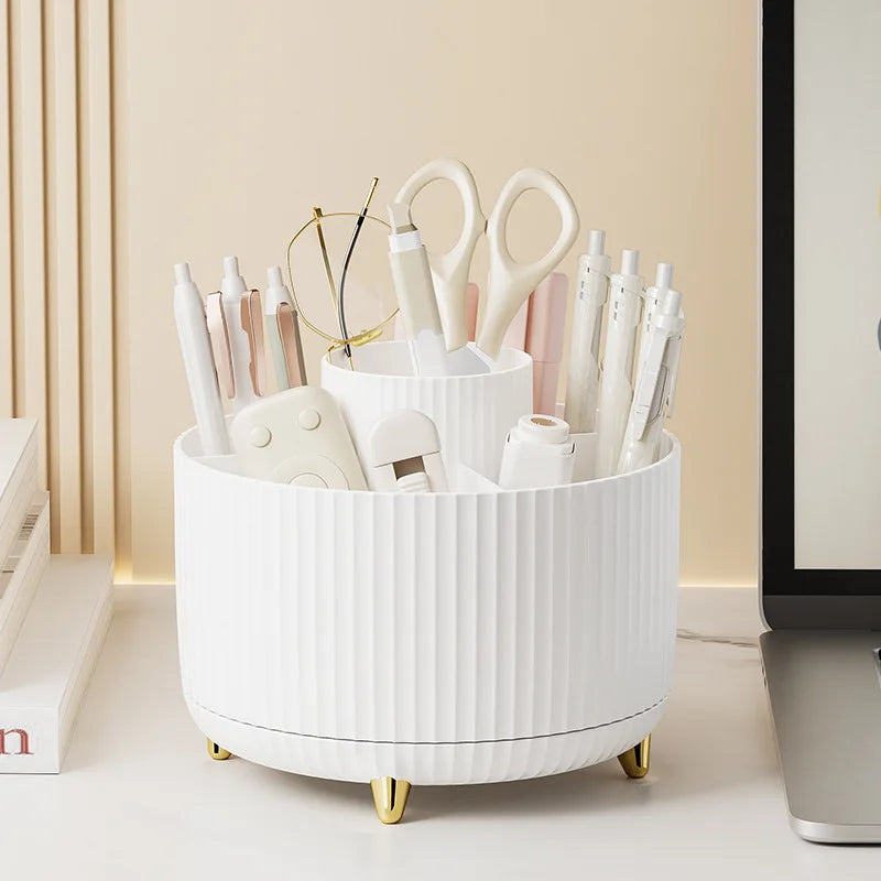 360° Rotating Makeup Organizer - Large Capacity Cosmetic Storage Box for Lipstick, Brushes & Bathroom Vanity