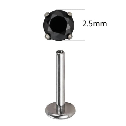 ASTM F136 Titanium CZ Labret Stud Earrings for Ear, Lip & Nose Piercings