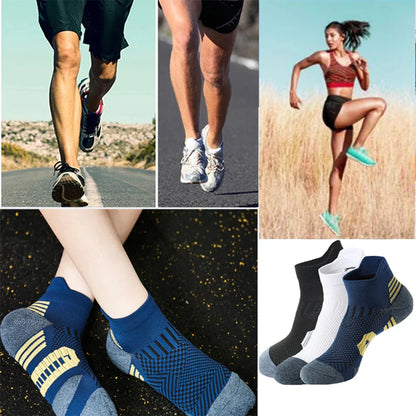 3 Pairs Professional Sports Socks – Non-Slip Towel Bottom Running Socks for Men & Women, Breathable Quick-Dry Basketball Training Ankle Sox