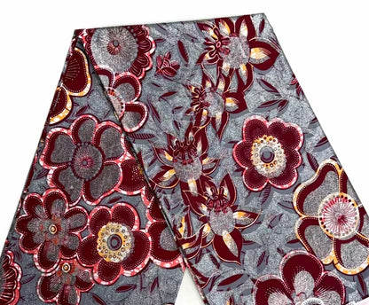 Grand Super African Wax Fabric - 100% Cotton Nigerian Glitter Glam Gold Ankara Print for Sewing