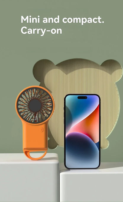 New Foldable USB Rechargeable Mini Fan | Handheld Desktop Fan with Cartoon Design & Hook for Outdoor, Home & Office Use