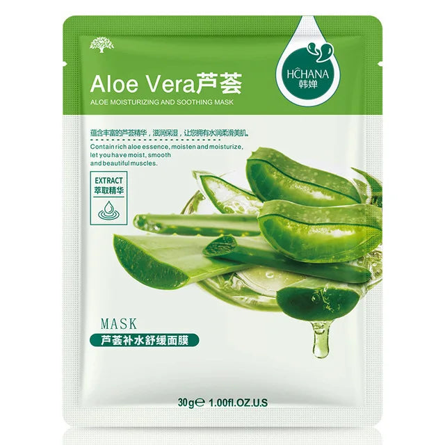 30pcs Natural Plant Facial Masks, Moisturizing & Oil Control, Anti-Aging Aloe Fruit Korean Sheet Masks for Skin Care