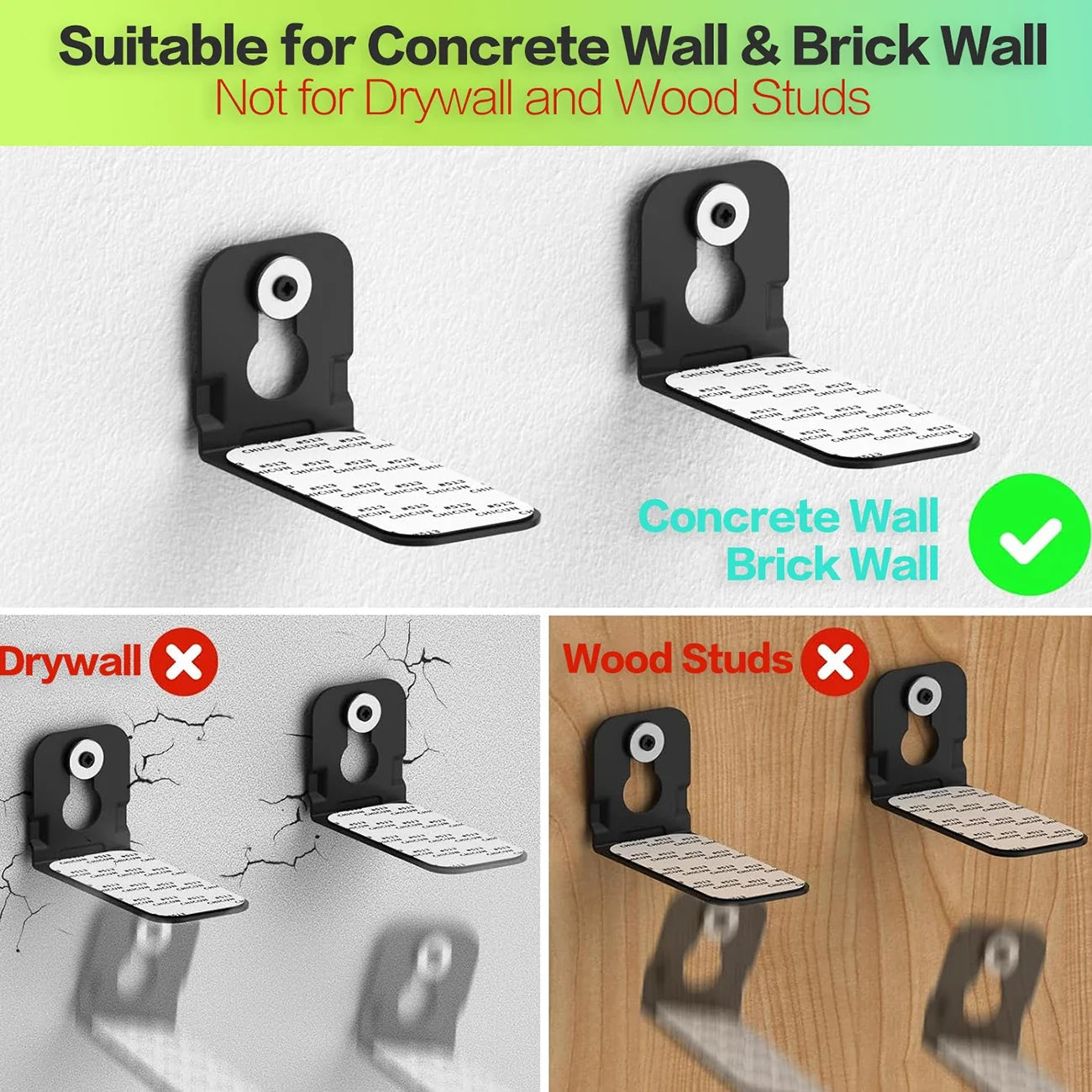 Universal Soundbar Wall Mount Bracket - Space-Saving Audio Speaker Shelf Mounting Kit