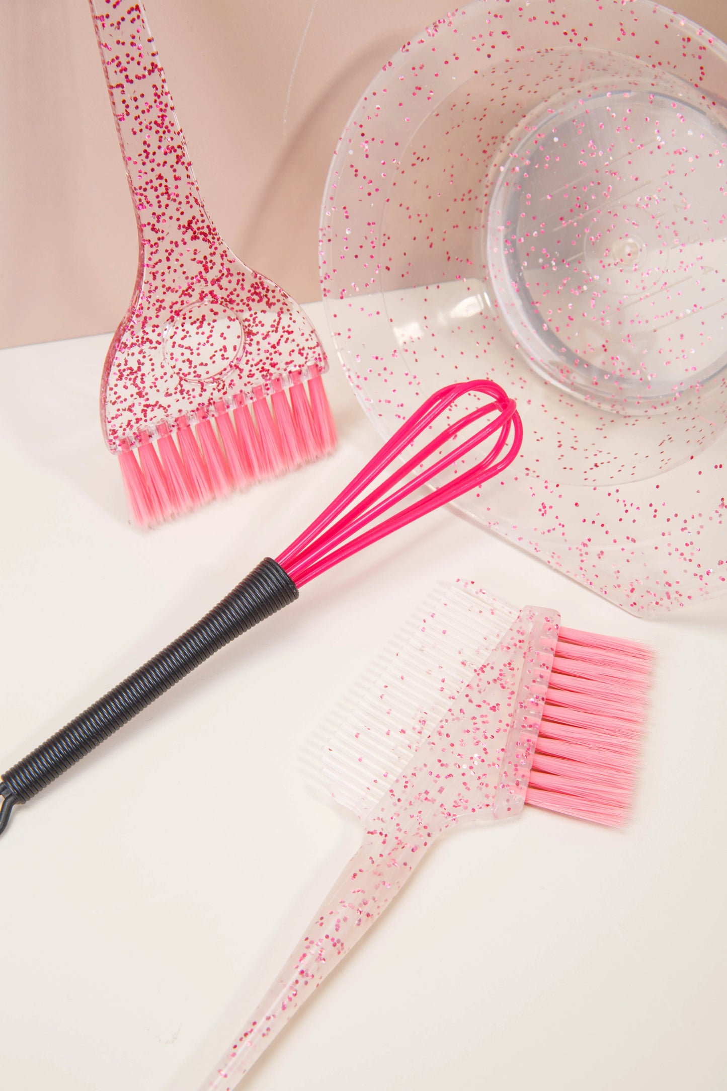 4pcs Hair Styling & Highlight Dyeing Set – Sparkling Comb, Oil Brush, Single-Sided Soft Hair Pearl Dyeing Brush