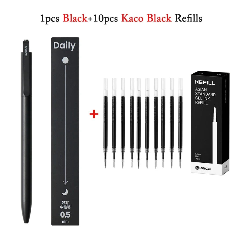 KACO Metal Clip Gel Pen - 0.5mm Black Ink Quick Dry Signature Pen with 800M Smooth Writing Capacity