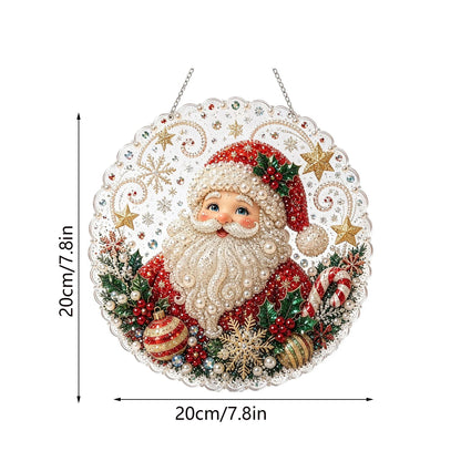 DIY Christmas Pearl Diamond Painting Pendant - Acrylic 2D Bead Craft for Holiday Window & Wall Decor