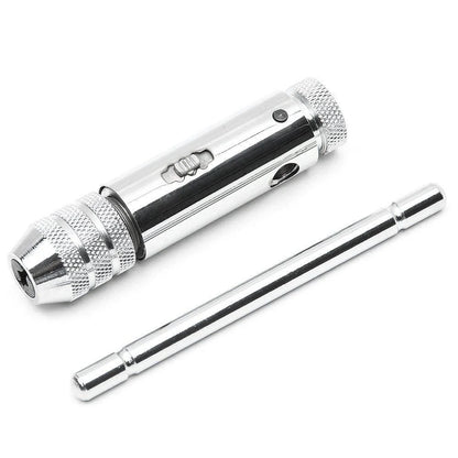 Adjustable Silver T-Handle Ratchet Tap Holder Wrench – 5pcs M3-M8 Machine Screw Thread Metric T-shaped Tap