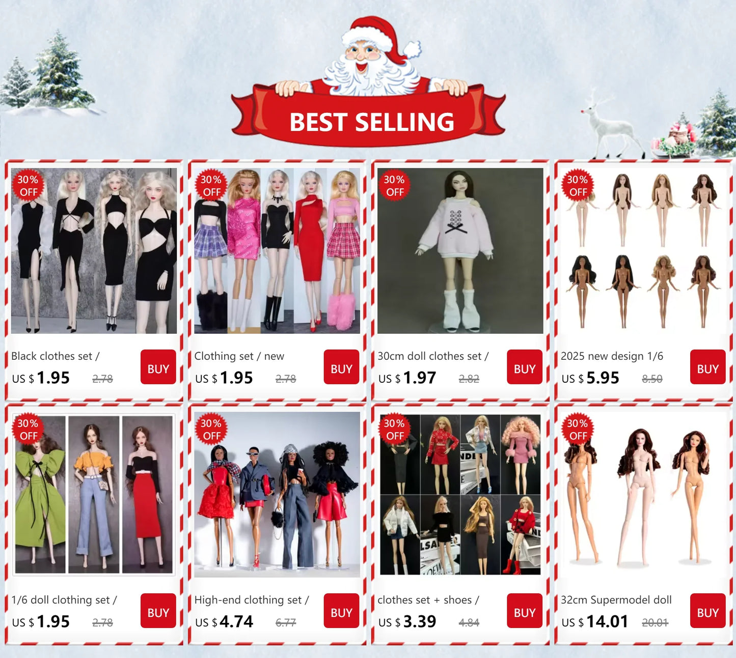 1/6 Doll Clothes Set — New Dress & Sweater Outfit for 30cm Xinyi FR ST BB Dolls, Doll House Accessories