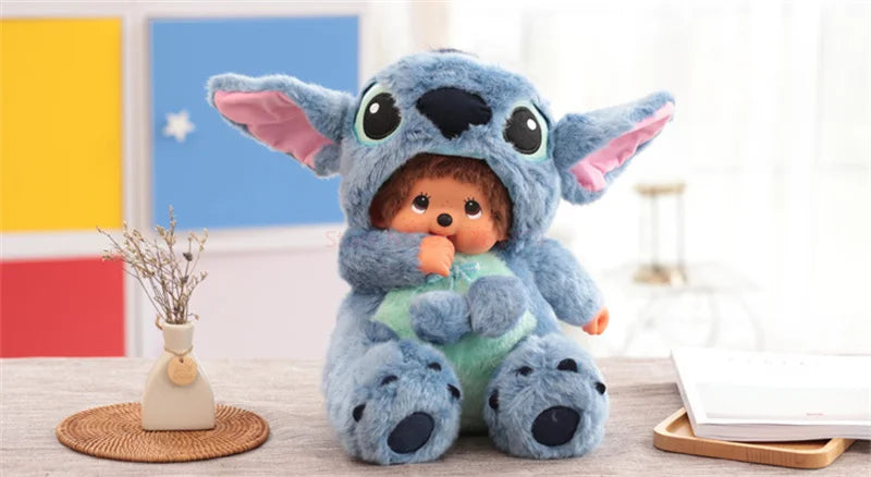 Disney 20cm Monchhichi Transform Plush – Stitch, Mickey, Totoro & Kiki Kawaii Stuffed Doll Kids Gift