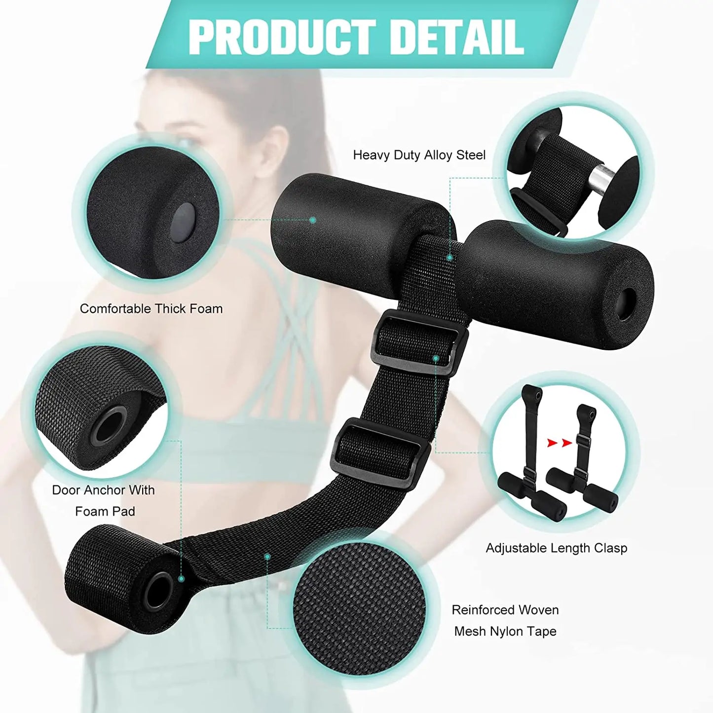 Nordic Hamstring Curl Strap: Home Workout Gear for Hamstring Curls, Spanish Squats, and Ab Exercises - 1Pcs Sit Up Machine