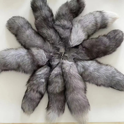 Real Fox Fur Tail Keychain – Large Natural Fur Pendant for Cosplay, Bags, Cars, and Women