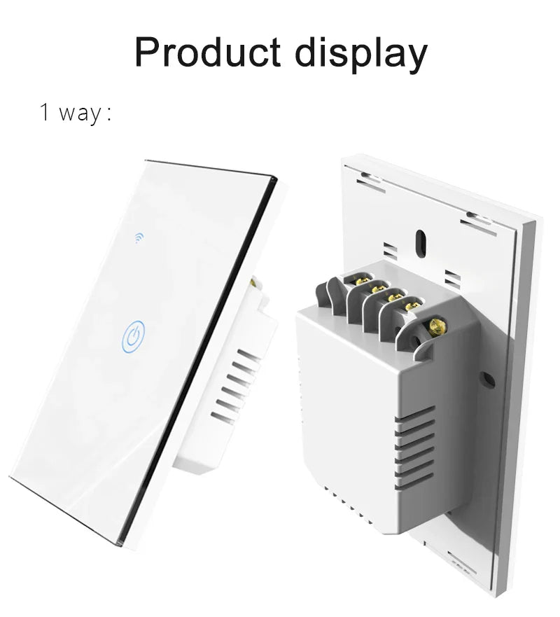 WiFi & Bluetooth Smart Touch Panel Switch - US Standard, 1/2/3/4 Way, Compatible with Tuya & Google Home