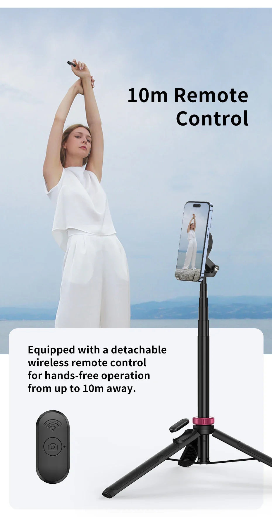 Ulanzi MT-84 Selfie Stick Magnetic Tripod - 1.53M, Wireless Bluetooth Remote, Phone Extension for Live Streaming & Vlogs
