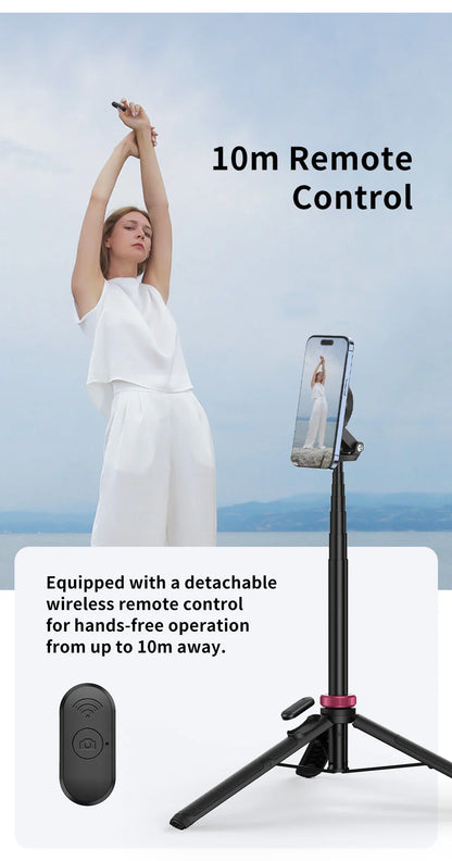 Ulanzi MT-84 Selfie Stick Magnetic Tripod - 1.53M, Wireless Bluetooth Remote, Phone Extension for Live Streaming & Vlogs
