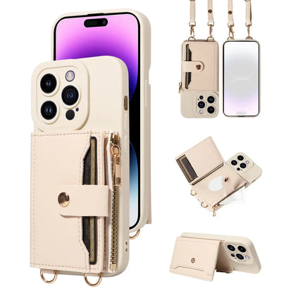 Faux Leather Crossbody Wallet Case for iPhone 16 Pro Max/15/14/13/12/11/XS Max/XR/7/8 Plus – Anti-Drop Phone Cover with Mirror & Card Holder