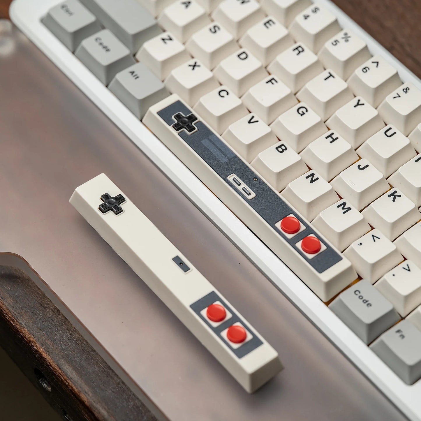 Retro Gamepad Keycap 6.25u Spacebar – Artisan ABS Keycap for MX Switches, Black & White for Mechanical Gaming Keyboards