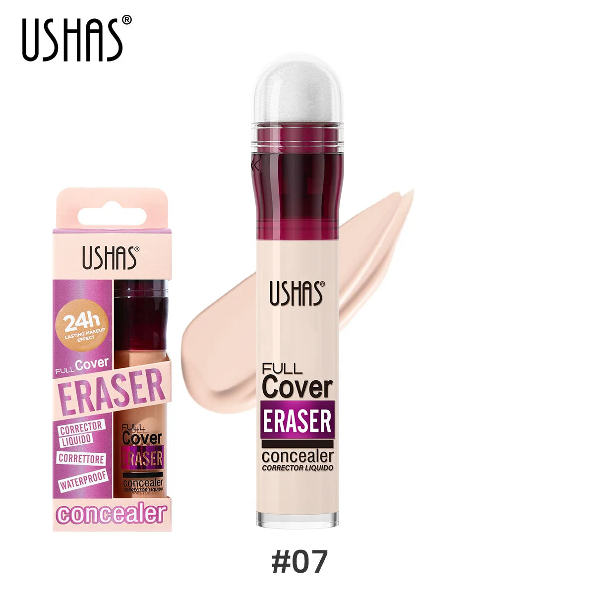 USHAS Sponge Tip Foundation Concealer – Waterproof, No Makeup Removal, 12 Colors Available