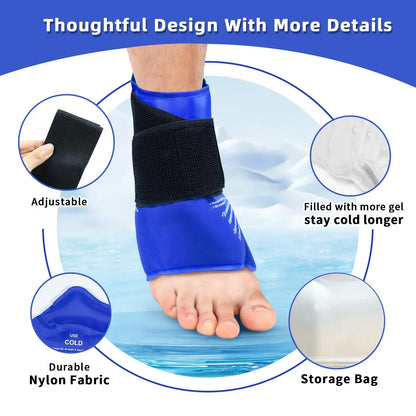 Ankle Brace Ice Pack Wrap — Hot & Cold Therapy Gel Pack for Pain Relief and Sprains