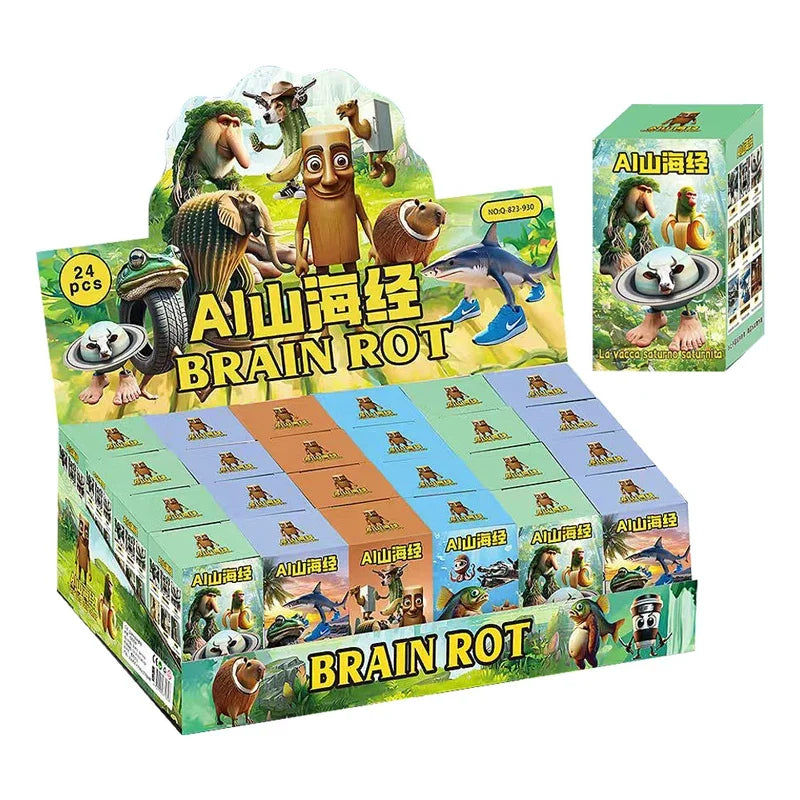 24PCS Tungtungtung Sahur Blind Box Toys — Tralala Shark, Bombardinocrocodilo Figures, Moveable Keychain Collectible Set