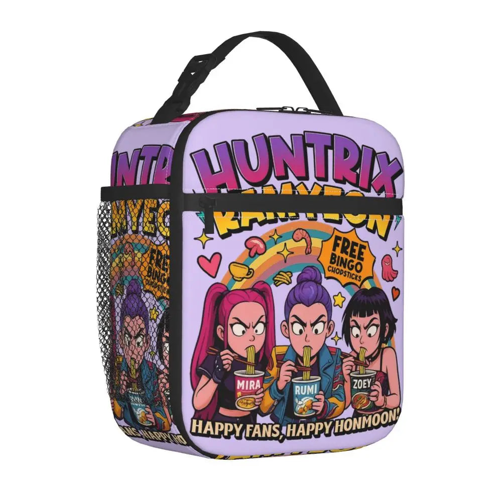 Huntrix KPop Demon Hunters Insulated Lunch Bag – Reusable Leakproof Cooler Tote for Kids & Office