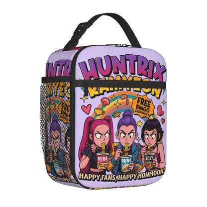 Huntrix KPop Demon Hunters Insulated Lunch Bag – Reusable Leakproof Cooler Tote for Kids & Office