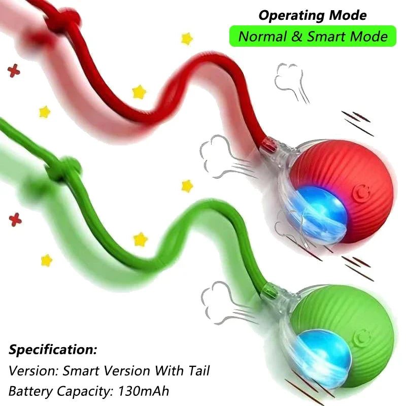 Cat Interactive Ball Toy – Automatic Rolling Ball with Tail, Rechargeable Smart Pet Toy, Intelligent Mouse for Cats
