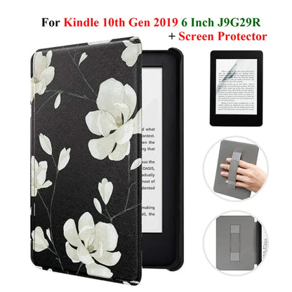 Kindle 10th Gen 6" Leather Case – Hand Strap & Screen Protector Cover with Wake/Sleep Function (2019, J9G29R)