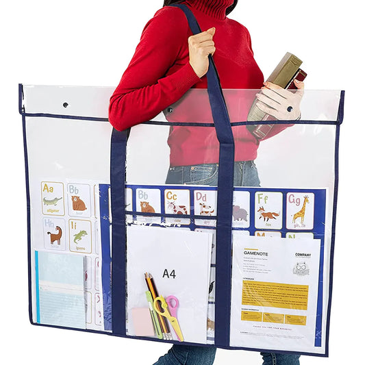 Durable Art Portfolio Bag - PVC Storage with Large Poster Pocket - Organizer with Large Capacity for Artwork