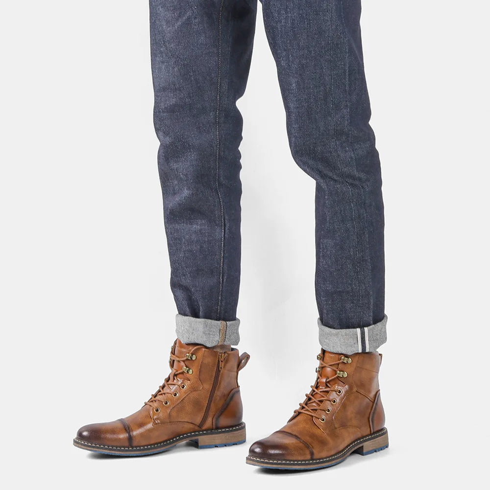 Men's Leather Ankle Boots – Brand Boot Size 7-13, Model #AL605