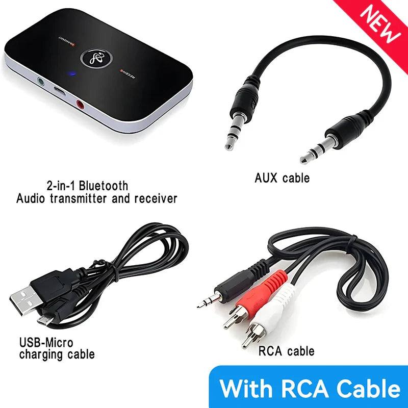 B6 2-in-1 Bluetooth 5.3 Audio Transmitter & Receiver | 3.5mm AUX RCA USB Wireless Adapter for Car, PC, TV, Headphones