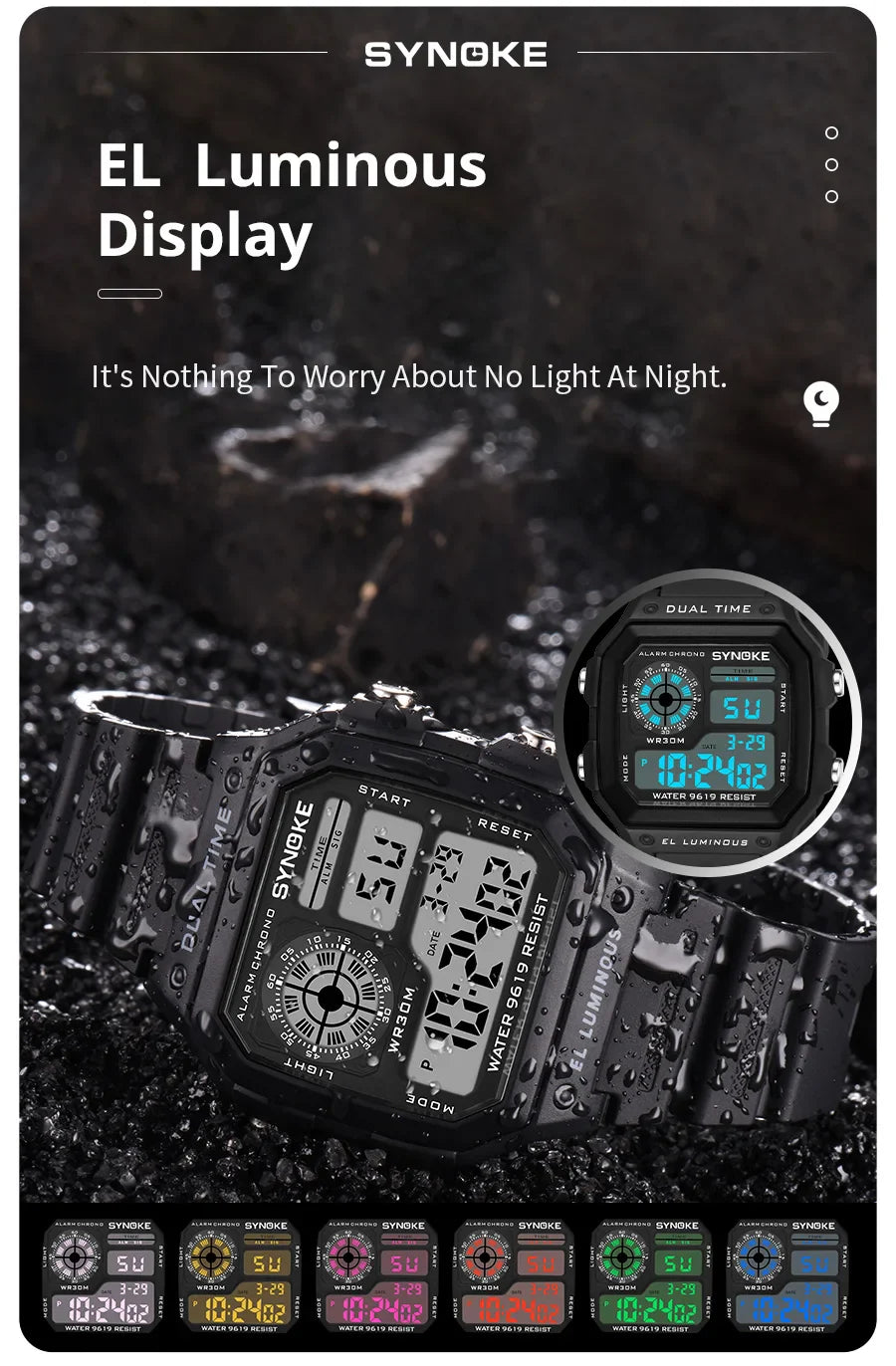 SYNOKE Men's Military Digital Sports Watch – Waterproof Luminous Chronograph Electronic Wristwatch