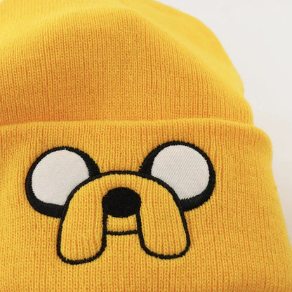 Cute Puppy Embroidered Knitted Hat - Yellow Ear Protection for Autumn & Winter - Warm & Versatile Beanie