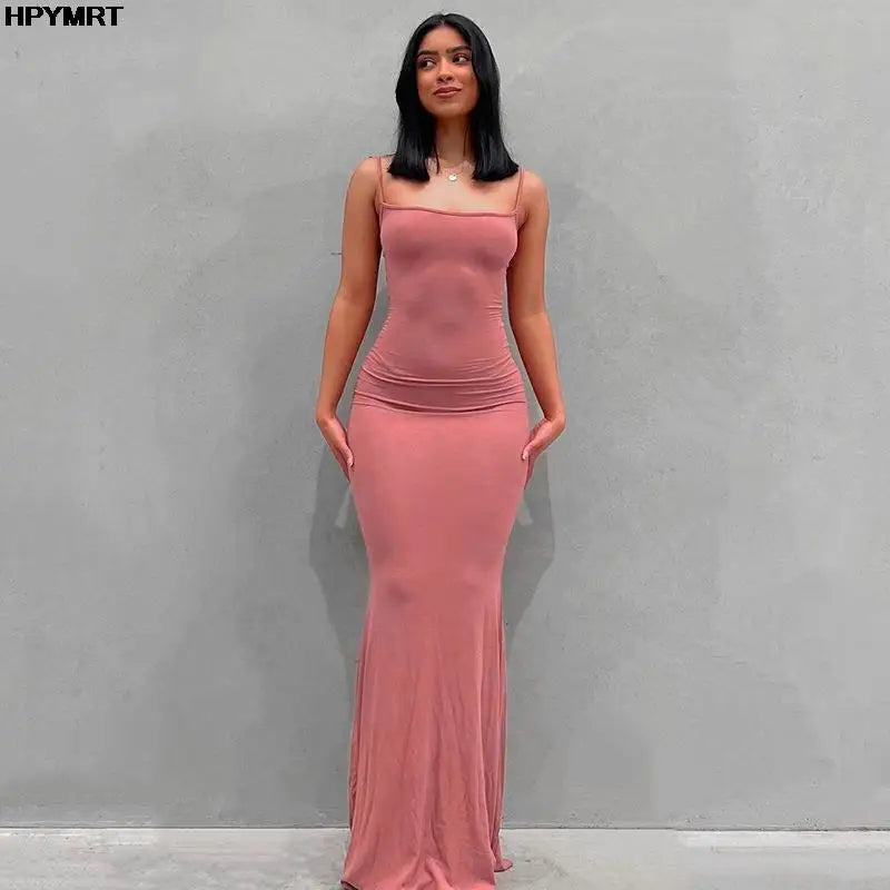Women’s Satin Slip Maxi Dress – Sleeveless Backless Bodycon Elegant Party Dress Y2K Slim Fit Evening Gown