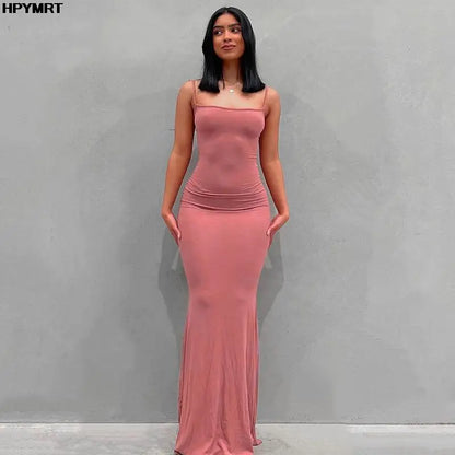 Women’s Satin Slip Maxi Dress – Sleeveless Backless Bodycon Elegant Party Dress Y2K Slim Fit Evening Gown