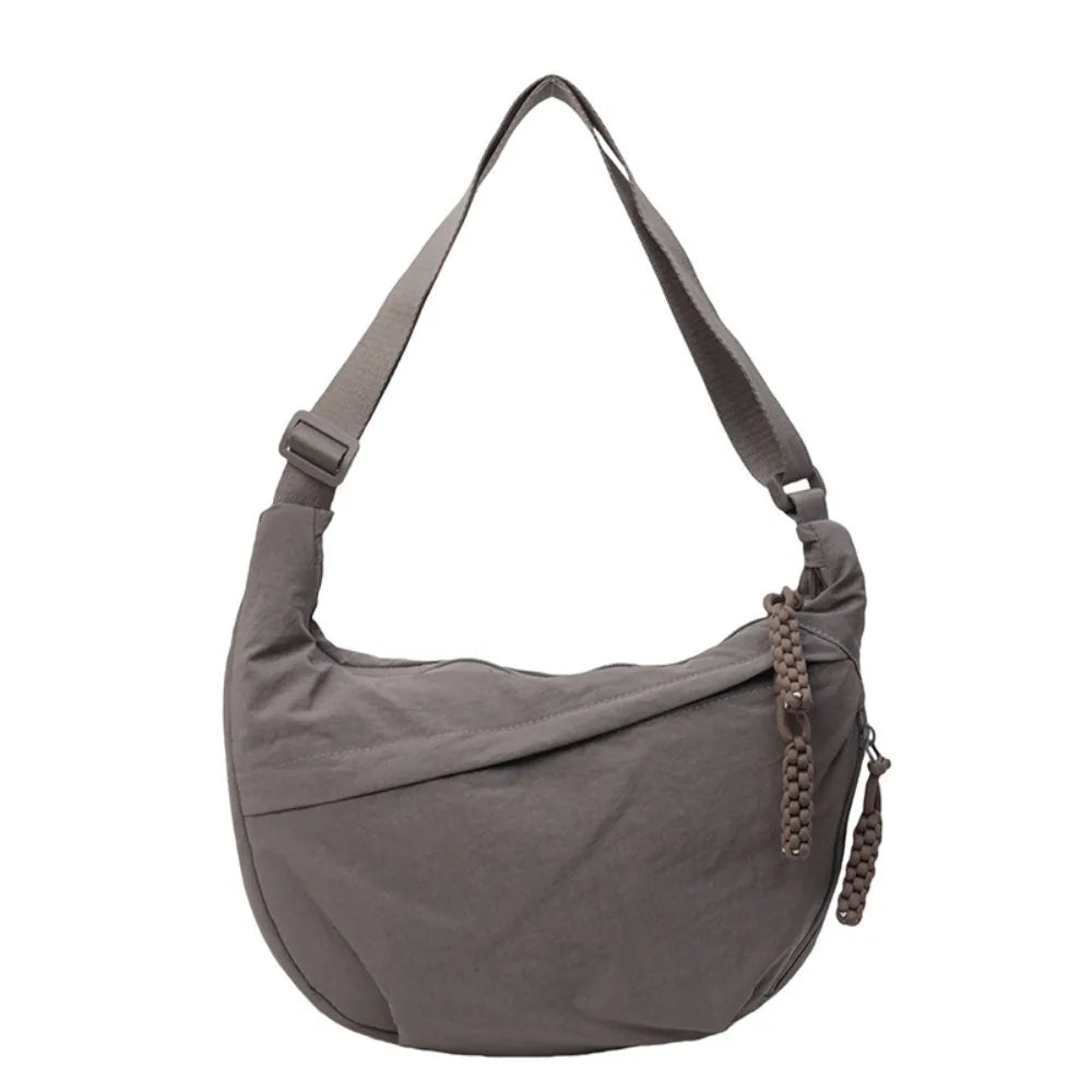 Women’s Casual Canvas Crossbody Bag – Large Capacity Lightweight  Hobo Shoulder Bag Solid Color Dumpling Bag