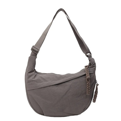 Women’s Casual Canvas Crossbody Bag – Large Capacity Lightweight  Hobo Shoulder Bag Solid Color Dumpling Bag