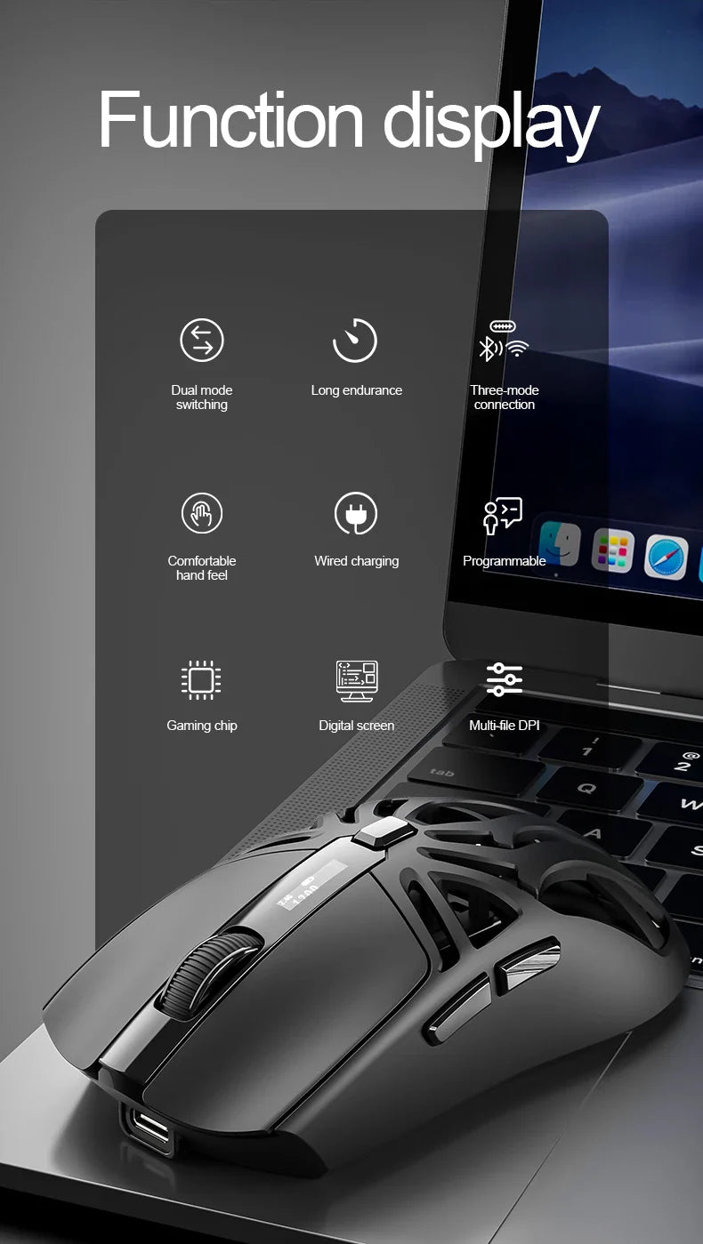 SmailWolf RS8 Wireless Gaming Mouse – Bluetooth & 2.4G, Lightweight E-Sports Mouse, 10,000 DPI, Triple Mode