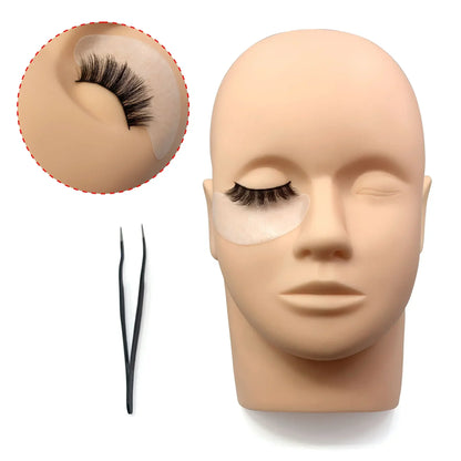 Eyelash Extension Training Mannequin Head with Practice Lashes – Makeup Practice Model for Lash Extension Supplies