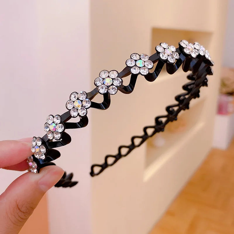 New Non-slip Rhinestone Headbands – Solid Wave Hairbands for Women & Girls, Bezel Fashion Hair Hoop, Boutique Hair Accessories