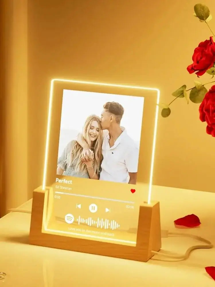 Customized Spotify Music Plaque – Personalized Acrylic Photo Frame Lamp for Anniversary, Birthday & Romantic Gifts