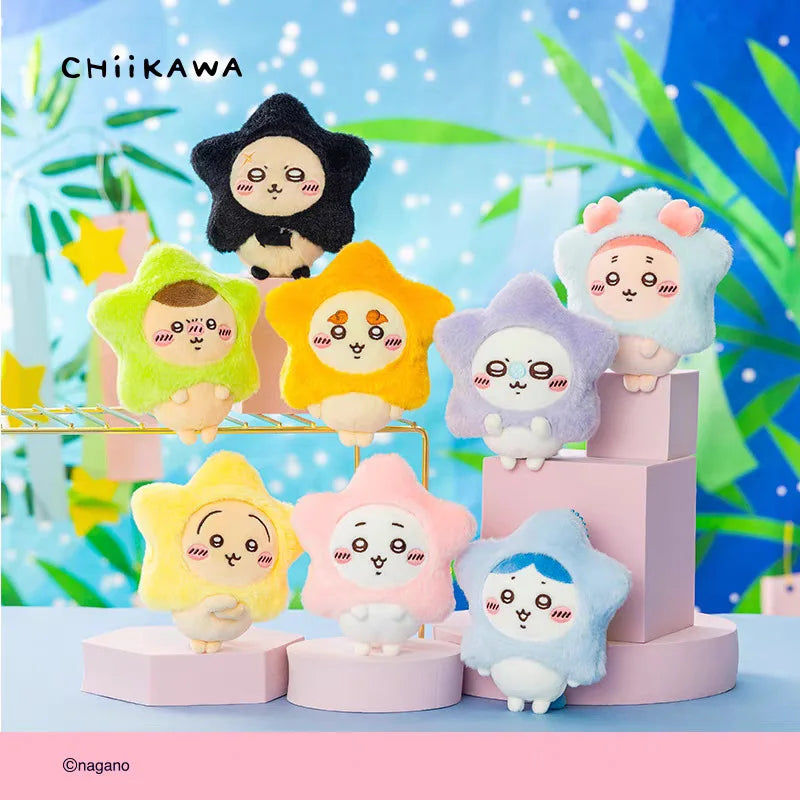 Chiikawa Star Wish Plush Keychain — Cute Usagi Hachiware Flying Squirrel with Star Pendant Stuffed Toy Gift
