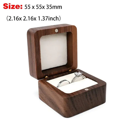 Personalized Walnut Wooden Ring Box - Custom Name Engagement & Wedding Anniversary Gift