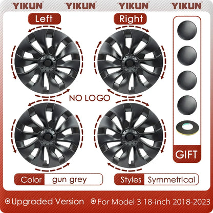 4PCS Hub Cap Wheel Covers – Performance Replacement Full Rim Accessories for Tesla Model 3 18-Inch (2018-2023)