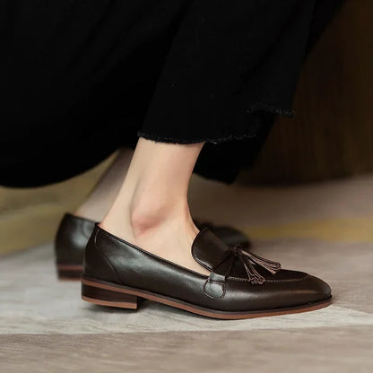 Women’s Retro Bowknot Flat Shoes – Fashion Tassel Loafers, Elegant Round Toe Casual Party & Winter Dress Pumps