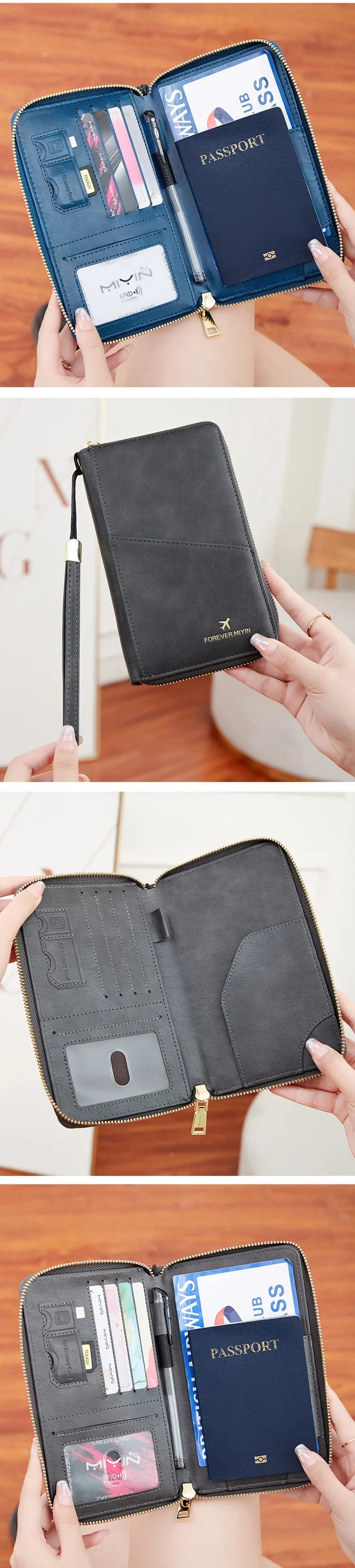 Fashionable RFID Passport Holder – PU Leather Front Pocket Wallet, Multifunctional Travel Accessories for Protection