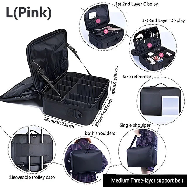 Professional Large Makeup Case – Travel Cosmetic Organizer & Nail Toolbox for Beauty Storage