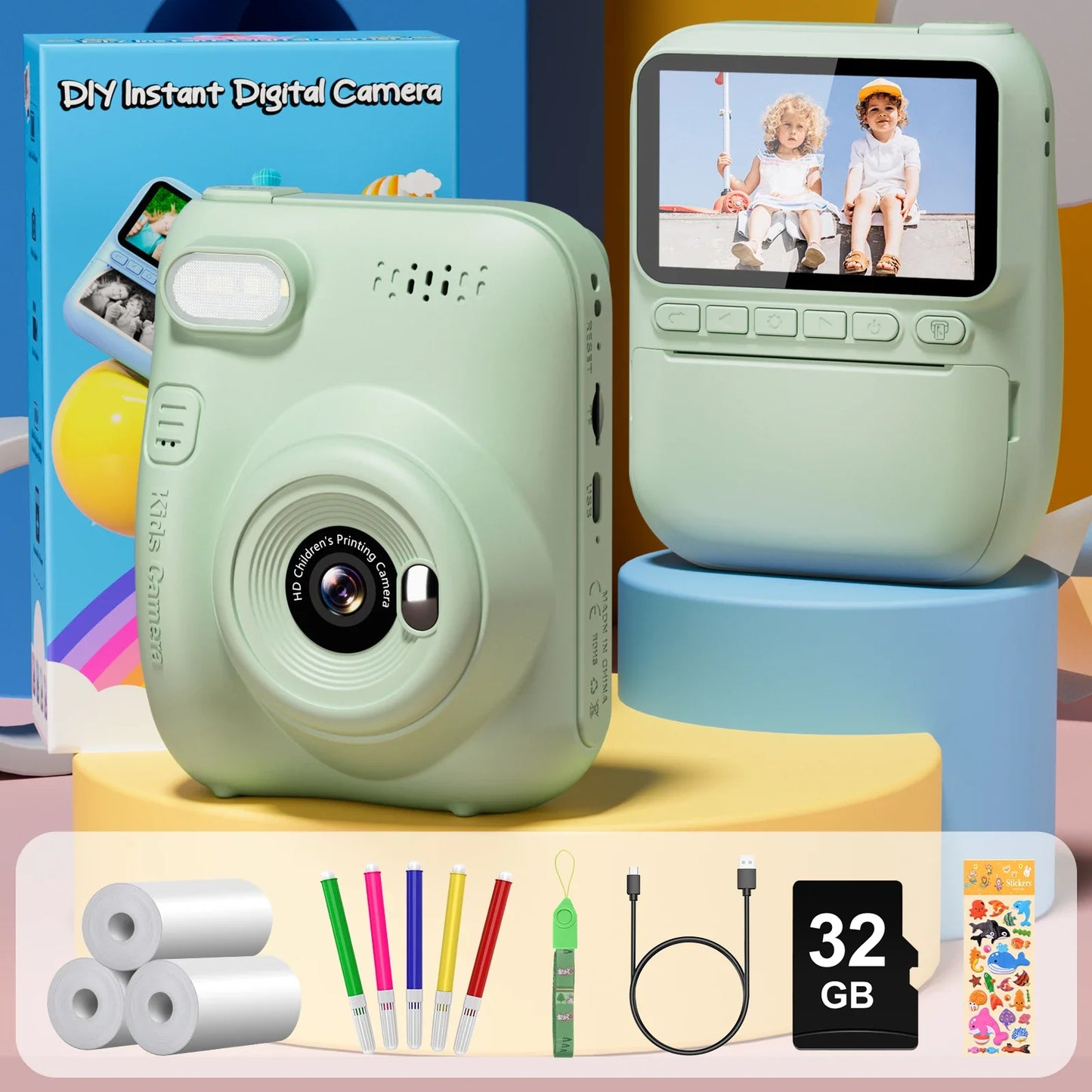 Gofunly Kids Instant Print Camera – 3.0" Mini 1080P Digital Video Recorder for Children Ages 6–12